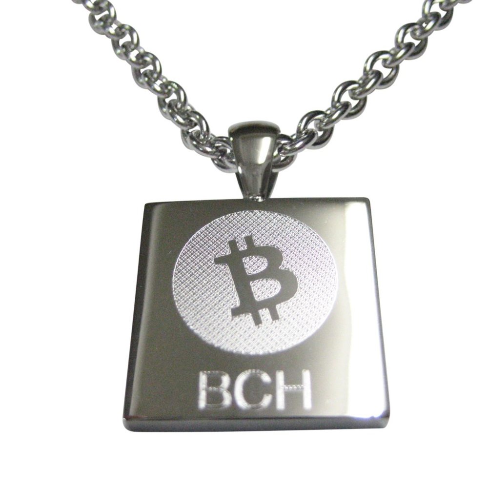 Etched Bitcoin Cash Coin Cryptocurrency Blockchain Pendant Necklace